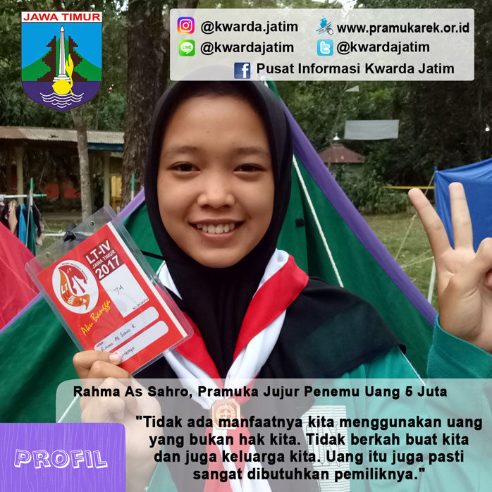 Rahma As Sahro, Pramuka Jujur Penemu Uang 5 Juta
