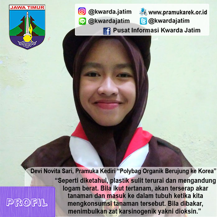 Devi Novita Sari, Pramuka Kediri dengan Polybag Organik Berujung ke Korea