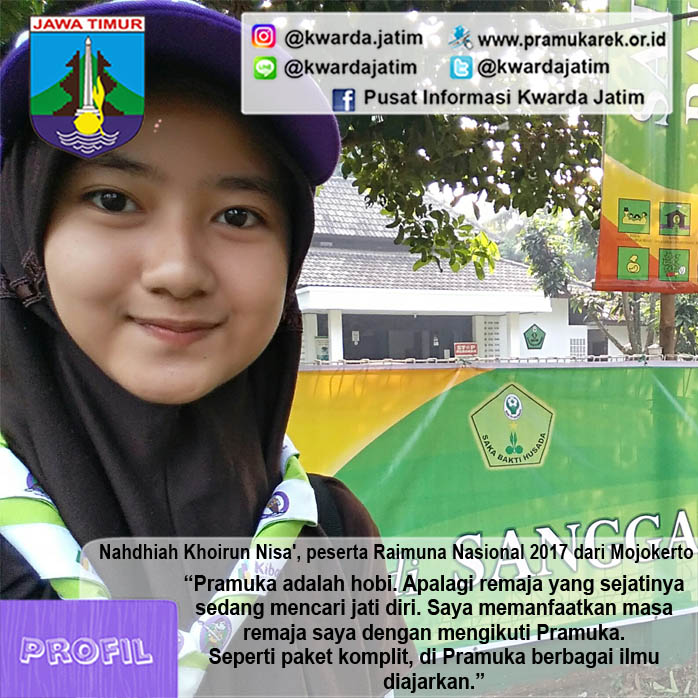 Nahdhiah Khoirun Nisa’, Peserta Raimuna Nasional 2017 dari Mojokerto