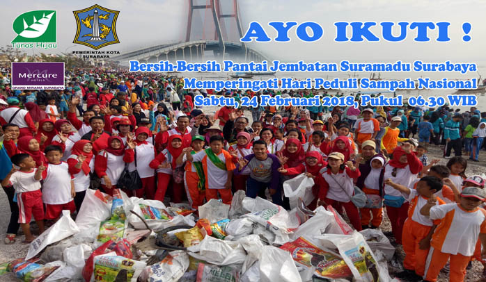 Ayo Bersih-Bersih Pantai Jembatan Suramadu Surabaya Sabtu, 24 Februari 2018