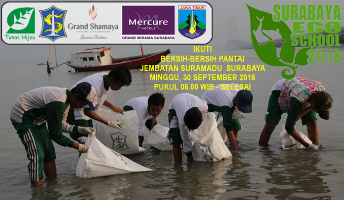 Ikutilah Bersih Pantai Jembatan Suramadu Surabaya, Minggu (30/9/2018)