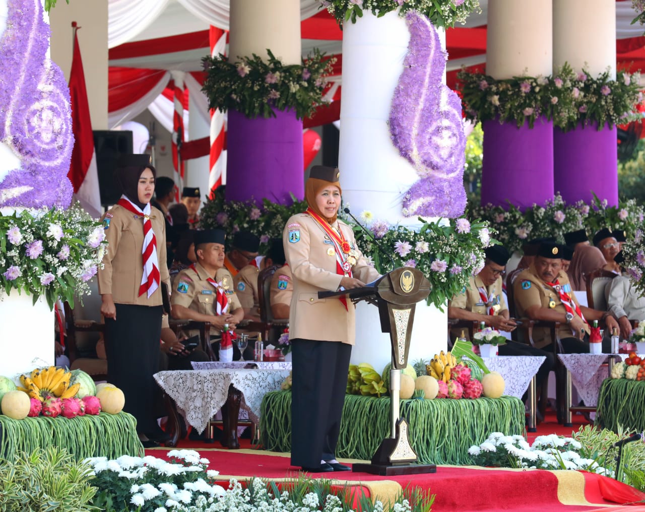 Apel Hari Pramuka Ke-62, Gubernur Khofifah Ajak Pramuka Kuatkan Karakter Manusia Pancasila