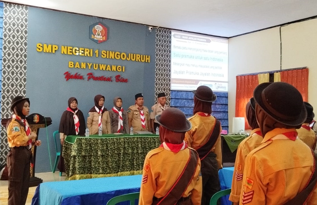 19 Pramuka Penggalang Ikuti Penilaian Syarat Pramuka Garuda di SMPN 1 Singojuruh