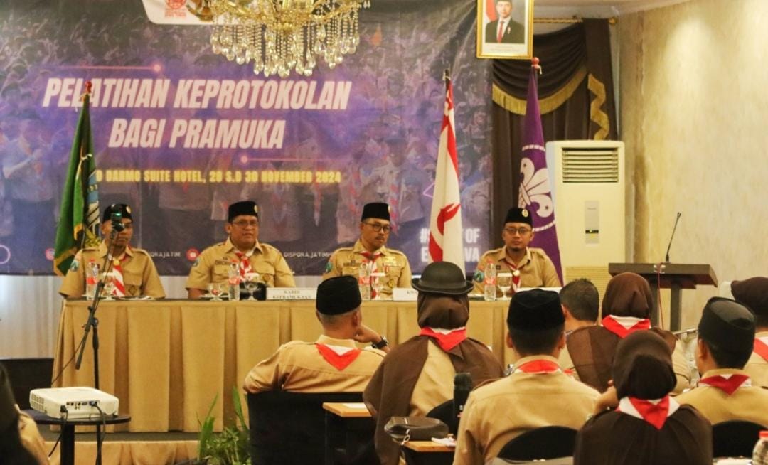 Tingkatkan Sumber Daya Manusia Anggota Gerakan Pramuka, Dispora Jatim Selenggarakan Pelatihan Keprotokolan