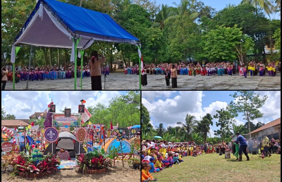 Pramuka Prasiaga Kwarran Cluring Belajar Mandiri, Berani, dan Peduli Lewat Perkemahan Sehari Penuh Ceria