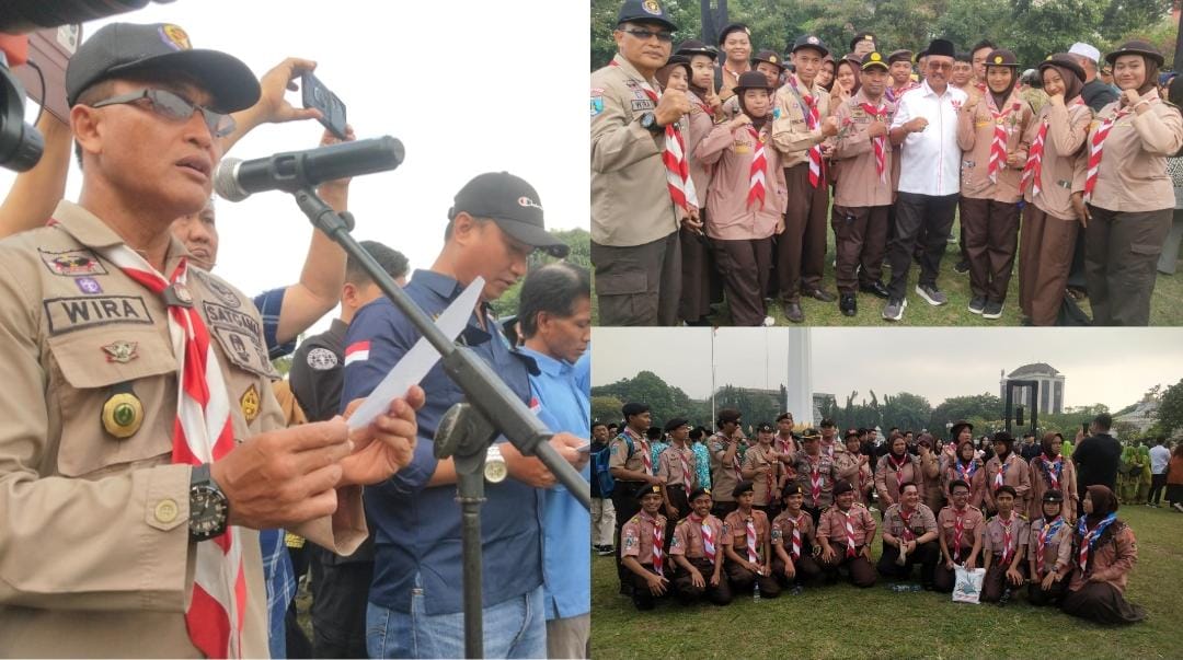 Pramuka bersama Arek Suroboyo Bangkit! Ikrar Jogo Suroboyo Kobarkan Semangat Kepahlawanan.