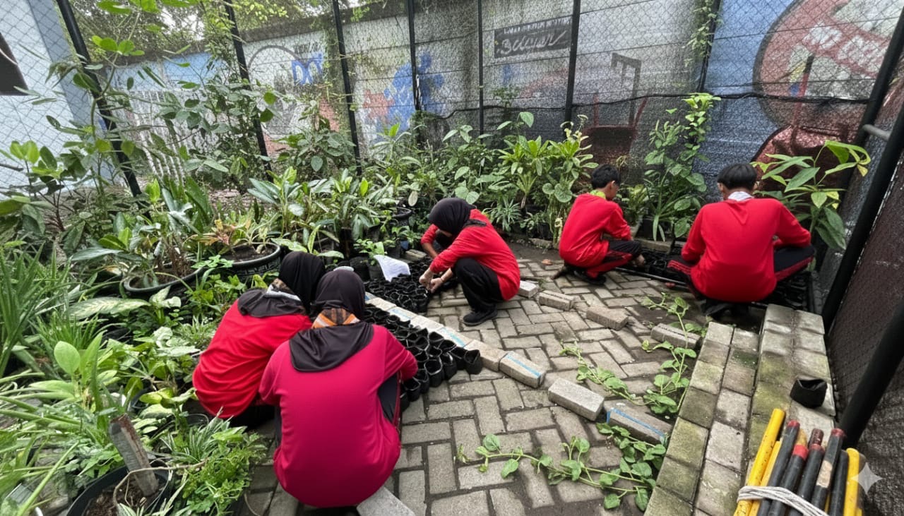 Aksi Nyata Penghijauan Lingkungan Gugus Depan dalam Pemanfaatan Greenhouse SMP Negeri 63 Surabaya melalui Penanaman Tanaman Obat Keluarga (TOGA)